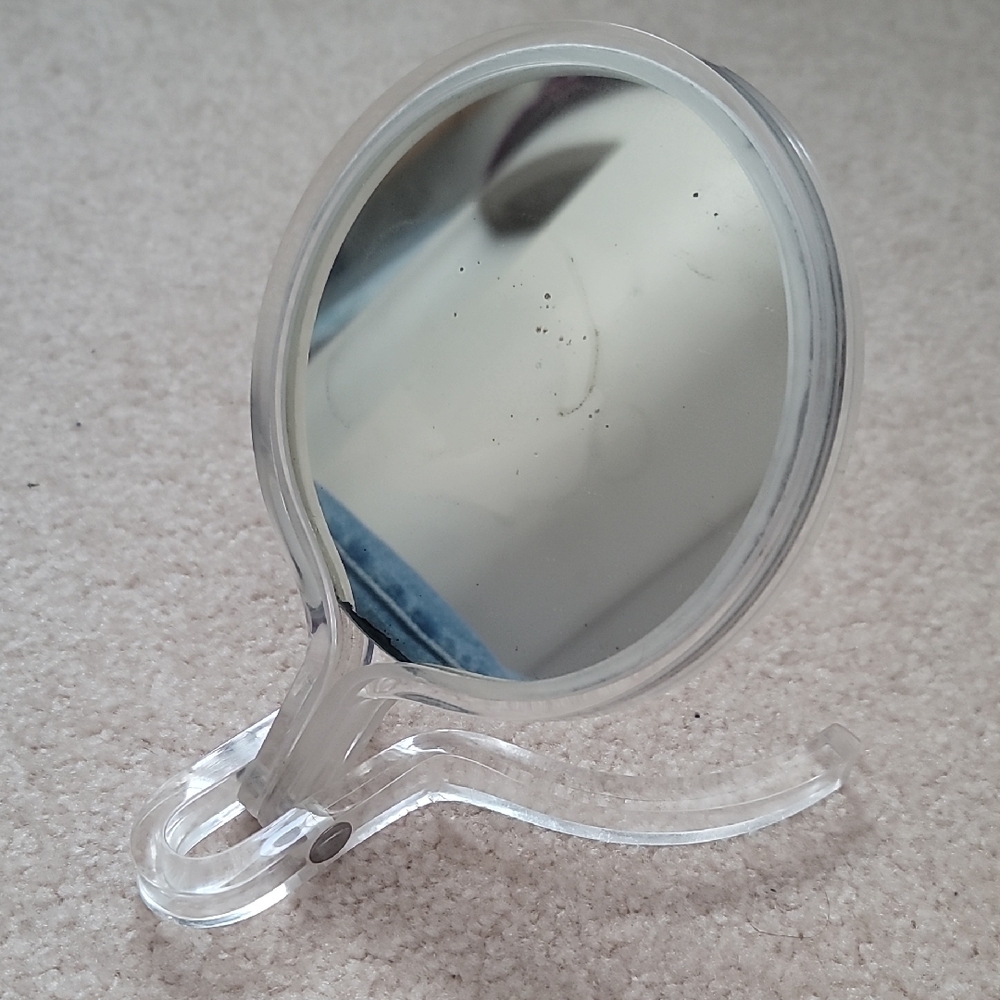 Vintage Lucite Handheld Mirror with Stand